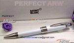 Perfect Replica Montblanc JFK Silver Clip White Barrel Ballpoint Pen